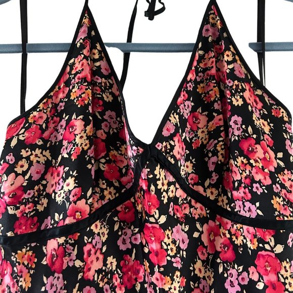 Vintage 90s y2k Express Halter Floral Silk Midi Slip Dress Size 7/8 - Picture 3 of 6